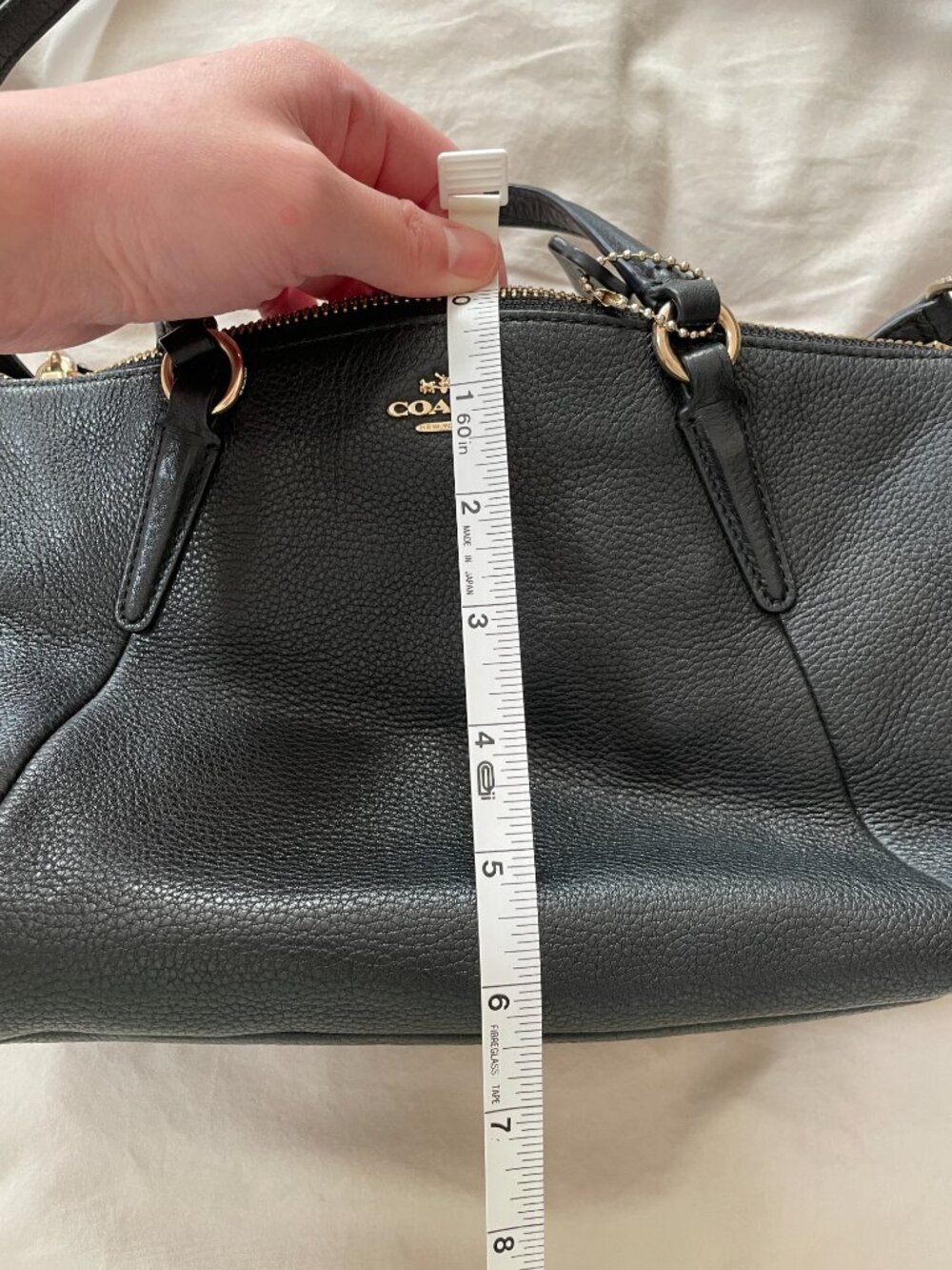 Coach - Small Kelsey Satchel in Black Pebble Leather Handbag - Picture 11 of 12